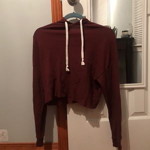 Maroon cropped forever 21 hoodie